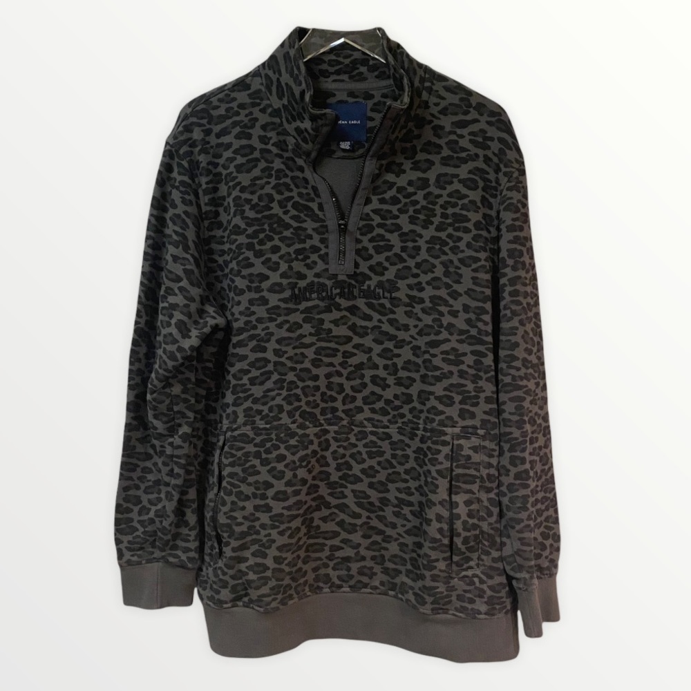 American Eagle Cheetah Print Cotton Sweater XLT